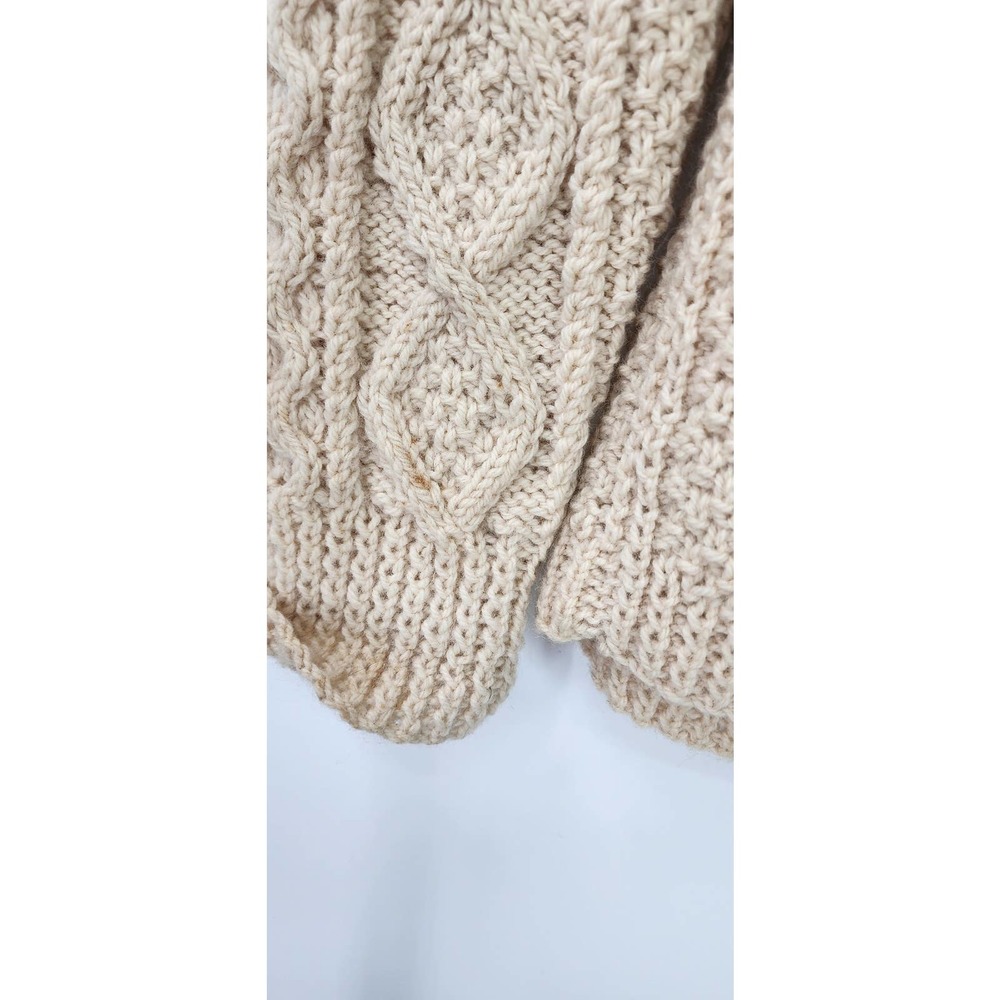 Vintage Cream Wool Sweater Heavy Chunky Knitt Flawed Size‎ Large - Picture 11 of 15